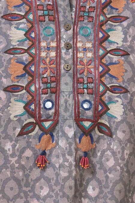 Kora_Red Chanderi Kurta Set_at_Aza_Fashions