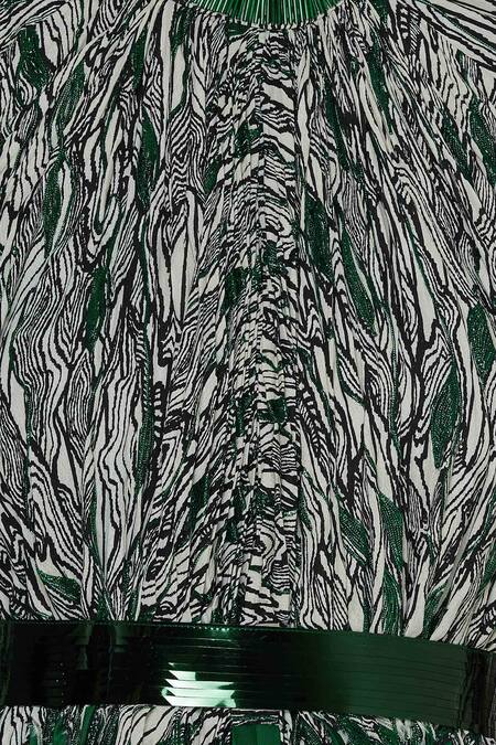 Amit Aggarwal_Green Crepe Asymmetric Printed Dress_at_Aza_Fashions