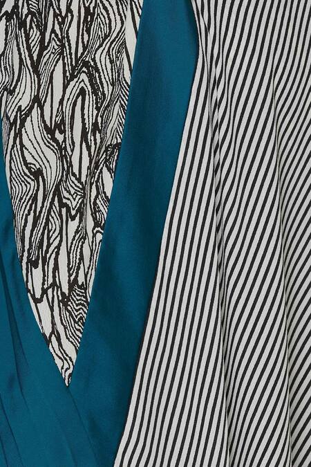 Amit Aggarwal_Blue Crepe Printed Overlay Dress_at_Aza_Fashions