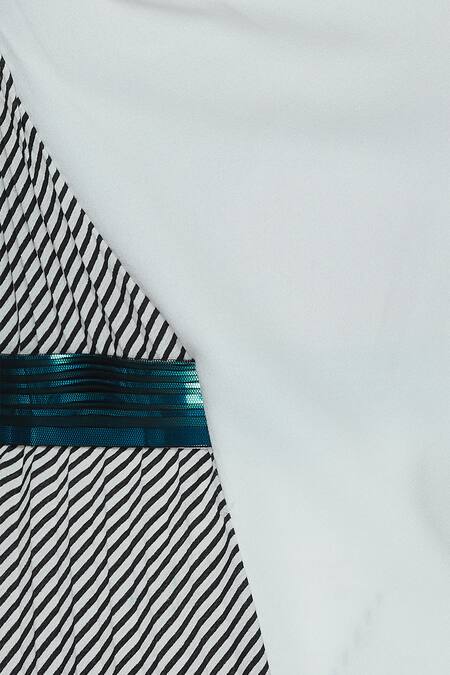 Amit Aggarwal_Black Crepe Printed Panel Top_at_Aza_Fashions