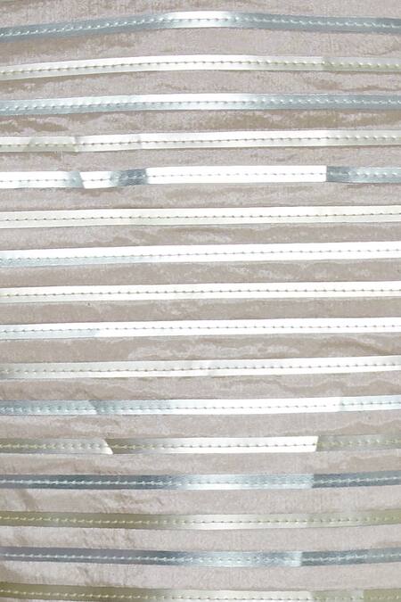 Amit Aggarwal_Gold Organza Striped Tube Top_at_Aza_Fashions