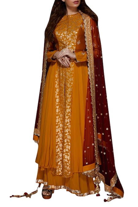 Vikram Phadnis Yellow Embroidered Kurta Set