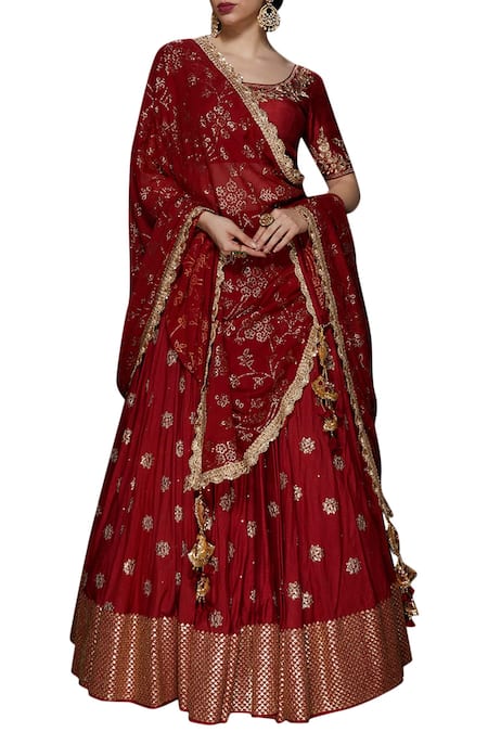 Vikram Phadnis Raw Silk Embroidered Lehenga Set