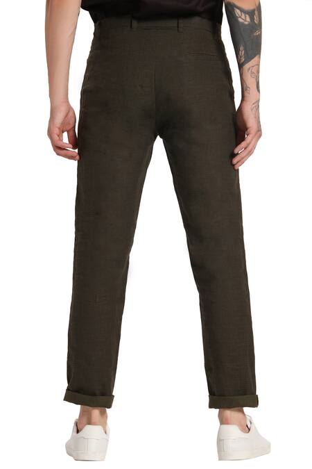 Buy Son Of A Noble Snob Green Linen Pants Online at Aza Fashions Buy_Son Of A Noble Snob_Green Linen Pants_Online_at_Aza_Fashions