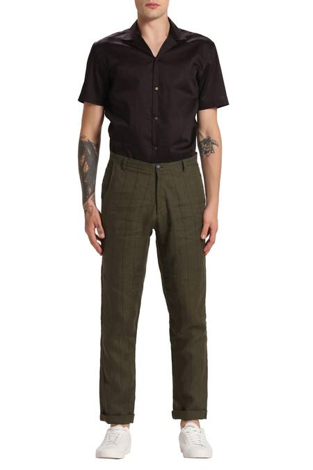 Buy Green Linen Pants For Men by Son of A Noble Snob Online at Aza