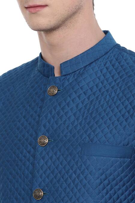 Shop_Mayank Modi - Men_Beige Linen, Satin Quilted Sherwani Set For Kids_Online_at_Aza_Fashions