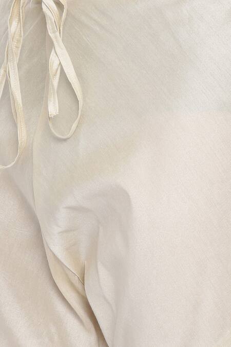 Mayank Modi - Men_Beige Linen, Satin Quilted Sherwani Set For Kids_at_Aza_Fashions