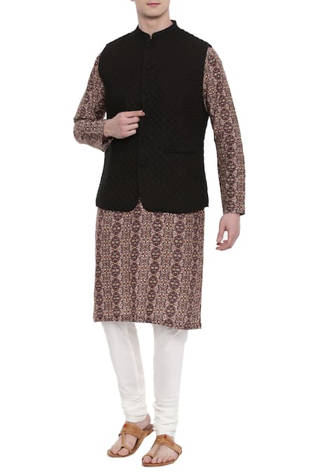 Mayank Modi - Men Linen Quilted Bundi 