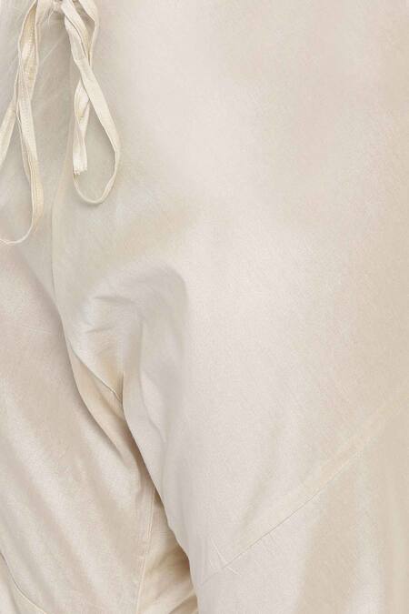 Mayank Modi - Men Beige Silk, Cotton Layered Kurta Set at Aza Fashions Mayank Modi - Men_Beige Silk, Cotton Layered Kurta Set _at_Aza_Fashions