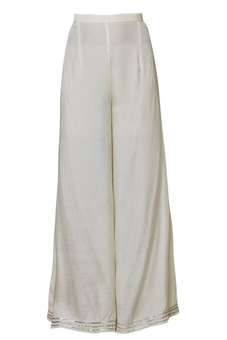 Shop_Nachiket Barve_Off White Chanderi Mandarin Collar Kurta Set_Online_at_Aza_Fashions