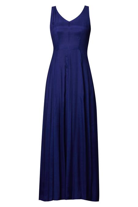 Shop Nachiket Barve Blue Chanderi Kurta Band Collar Inner V Neck Embroidered Online at Aza Fashions Shop_Nachiket Barve_Blue Chanderi Kurta Band Collar Inner V Neck Embroidered_Online_at_Aza_Fashions