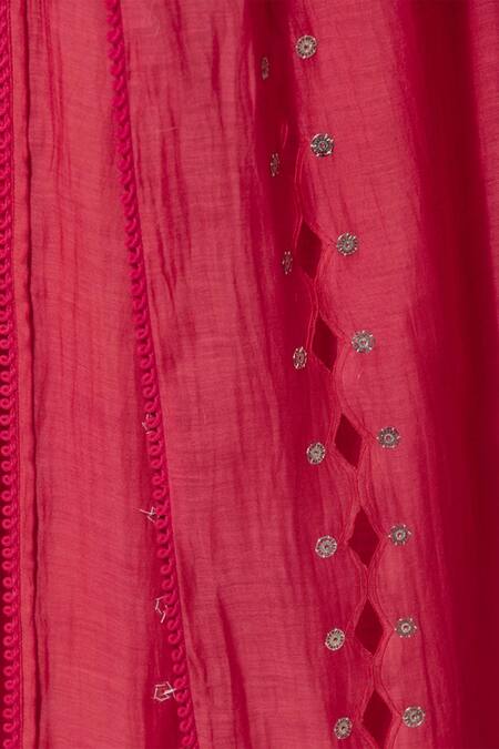 Ampm_Red Chanderi Kurta Set_at_Aza_Fashions