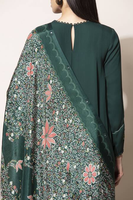 Shop_Ampm_Green Printed Anarkali Set_Online_at_Aza_Fashions