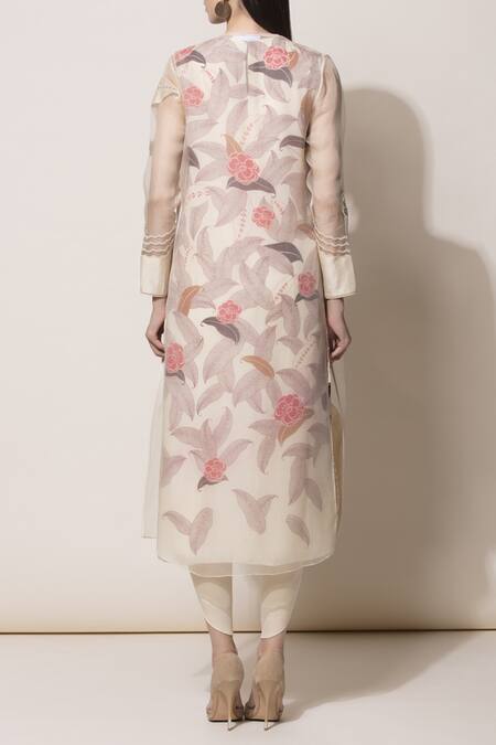 Shop_Ampm_Off White Chanderi Kurta Set_at_Aza_Fashions