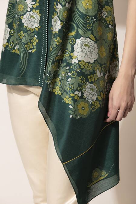 Shop_Ampm_Green Chanderi Printed Tunic_Online_at_Aza_Fashions