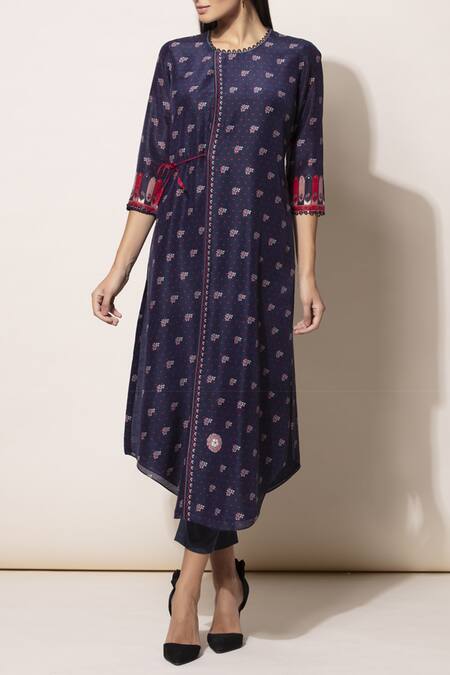 Ampm Blue Chanderi Printed Tunic