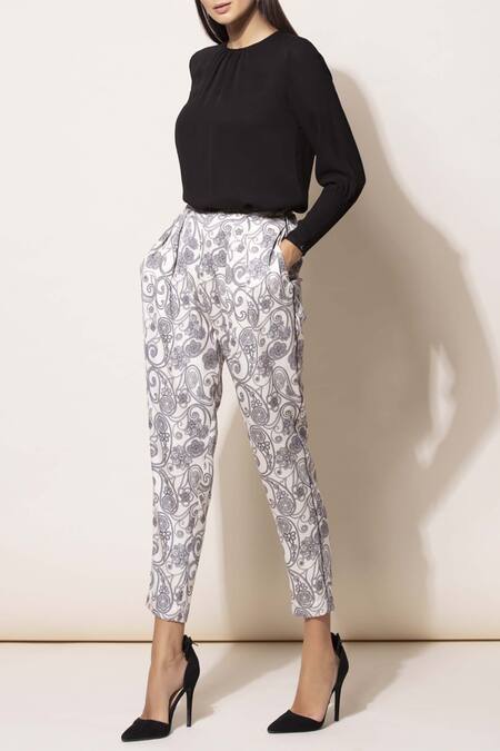 Ampm_Black Printed Pant Set_Online_at_Aza_Fashions