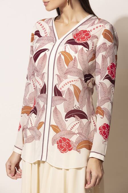 Ampm_Off White Printed Top_Online_at_Aza_Fashions