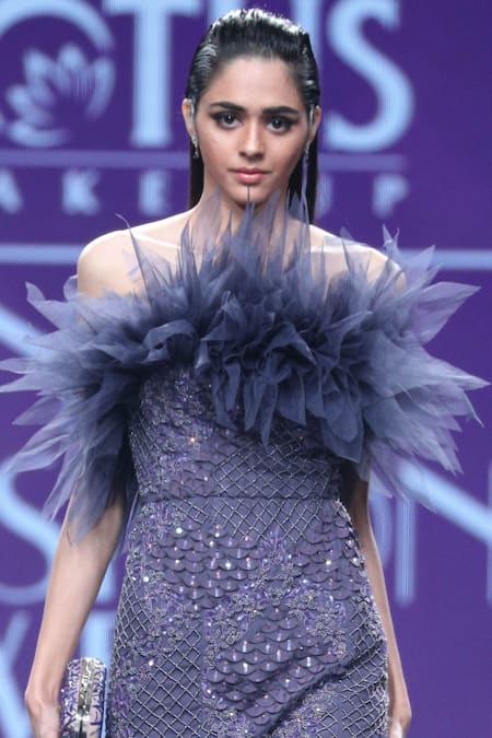 Buy Amit GT Purple Tulle Embellished Ruffle Gown Online at Aza Fashions Buy_Amit GT_Purple Tulle Embellished Ruffle Gown _Online_at_Aza_Fashions