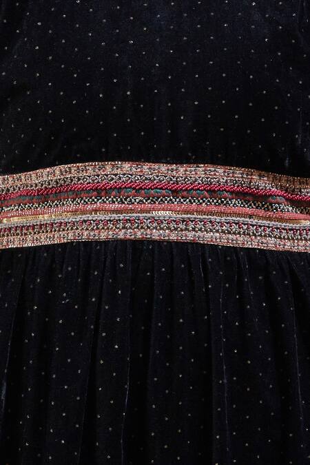 Ritu Kumar_Black Velvet High Neck Maxi Dress_at_Aza_Fashions