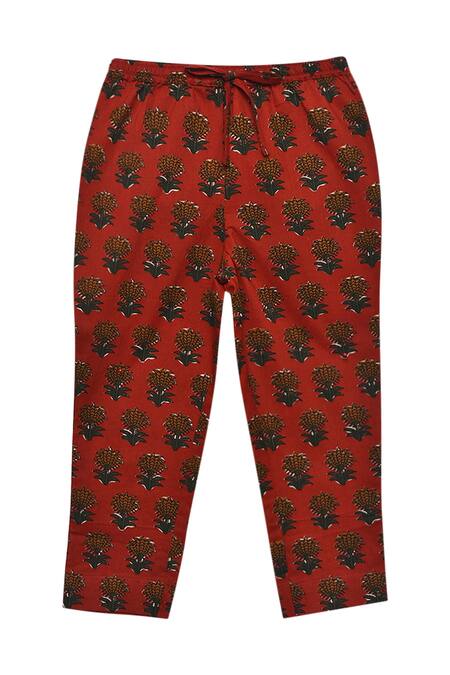 Shop_Tiber Taber_Maroon 100% Cotton Kurta Bundi Set _Online_at_Aza_Fashions