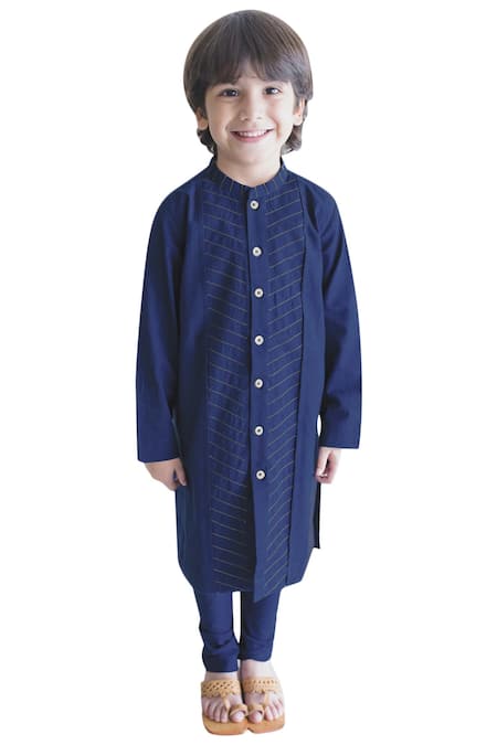 Tiber Taber Blue 100% Cotton Kurta Set