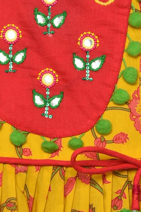 Tiber Taber_Yellow 100% Cotton Angarkha Kurta Set _at_Aza_Fashions