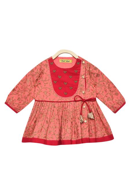 Buy_Tiber Taber_Pink 100% Cotton Angarkha Kurta Set _Online_at_Aza_Fashions