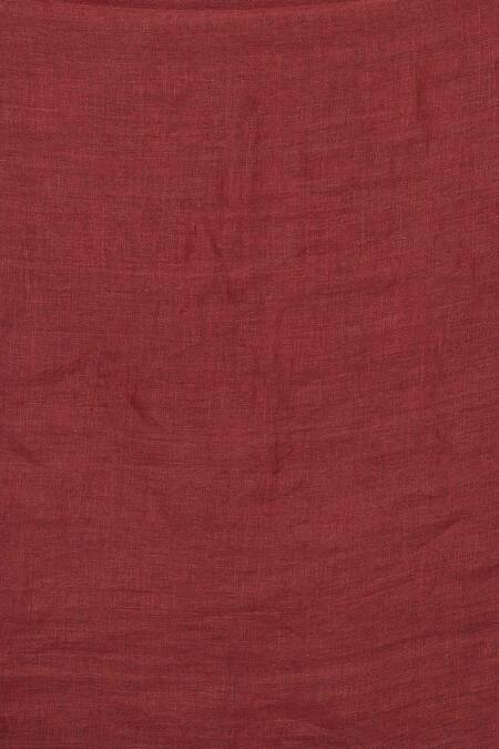 Shop_Anavila_Red Linen Saree_Online_at_Aza_Fashions