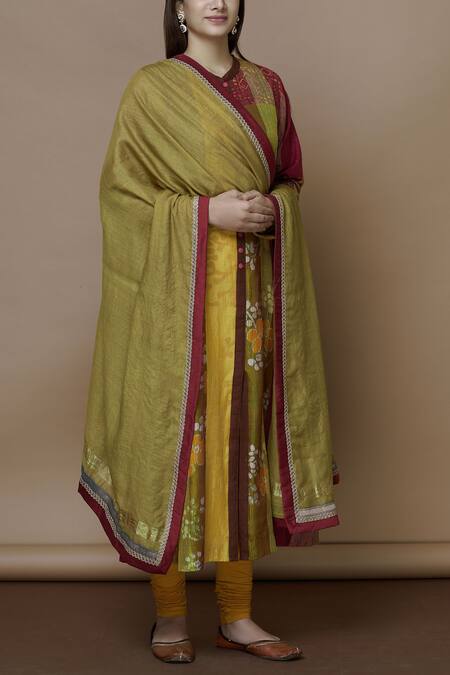 Manasi Sengupta_Multi Color Silk Chanderi Kurta Set_Online_at_Aza_Fashions