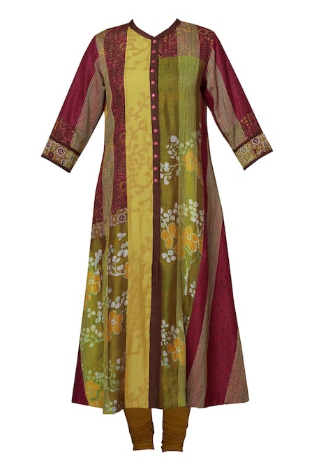 Buy_Manasi Sengupta_Multi Color Silk Chanderi Kurta Set_Online_at_Aza_Fashions