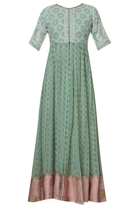 Buy Manasi Sengupta Green Georgette Round Embroidered Anarkali With Dupatta Online at Aza Fashions Buy_Manasi Sengupta_Green Georgette Round Embroidered Anarkali With Dupatta _Online_at_Aza_Fashions