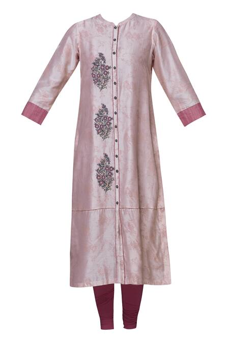 Buy Manasi Sengupta Pink Chiffon, Silk Chanderi Band Kurta Set Online at Aza Fashions Buy_Manasi Sengupta_Pink Chiffon, Silk Chanderi Band Kurta Set _Online_at_Aza_Fashions