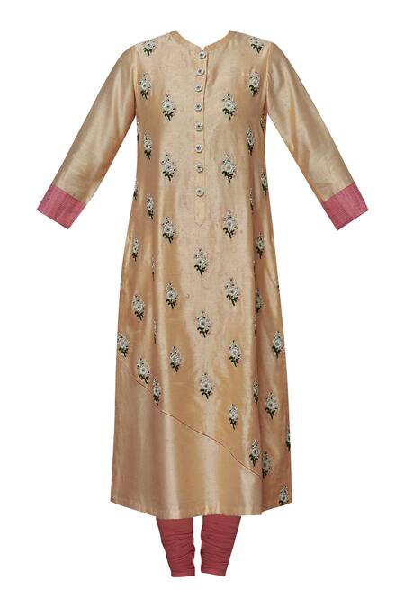 Buy Manasi Sengupta Pink Chiffon, Silk Chanderi Band Kurta Set Online at Aza Fashions Buy_Manasi Sengupta_Pink Chiffon, Silk Chanderi Band Kurta Set _Online_at_Aza_Fashions