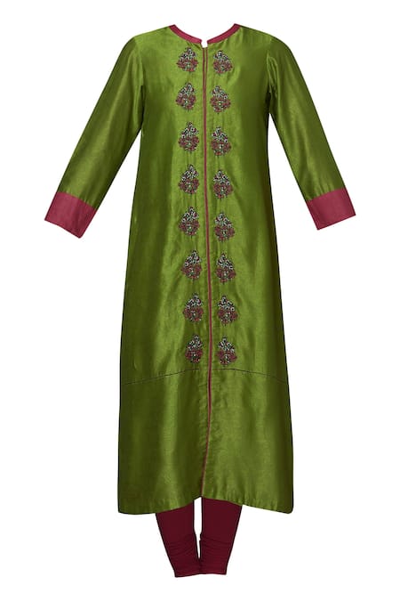 Buy Manasi Sengupta Red Chiffon, Silk Chanderi Band Kurta Set Online at Aza Fashions Buy_Manasi Sengupta_Red Chiffon, Silk Chanderi Band Kurta Set _Online_at_Aza_Fashions