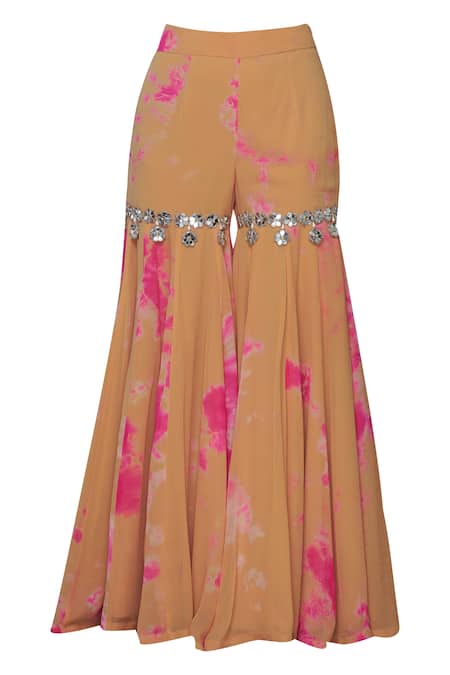 Shop Akanksha Gajria Orange Georgette Tie-dye Kurta Sharara Set Online at Aza Fashions Shop_Akanksha Gajria_Orange Georgette Tie-dye Kurta Sharara Set_Online_at_Aza_Fashions