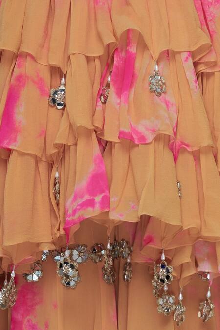 Akanksha Gajria Orange Georgette Tie-dye Kurta Sharara Set at Aza Fashions Akanksha Gajria_Orange Georgette Tie-dye Kurta Sharara Set_at_Aza_Fashions