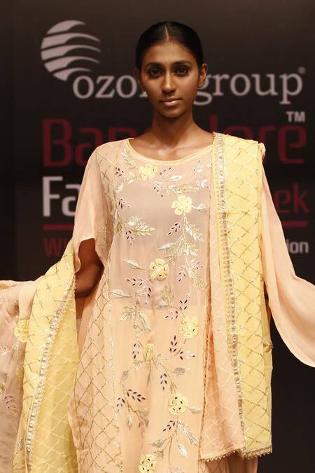 Rahul Singh Peach Georgette Round Embroidered Kurta Sharara Set Online at Aza Fashions Rahul Singh_Peach Georgette Round Embroidered Kurta Sharara Set _Online_at_Aza_Fashions