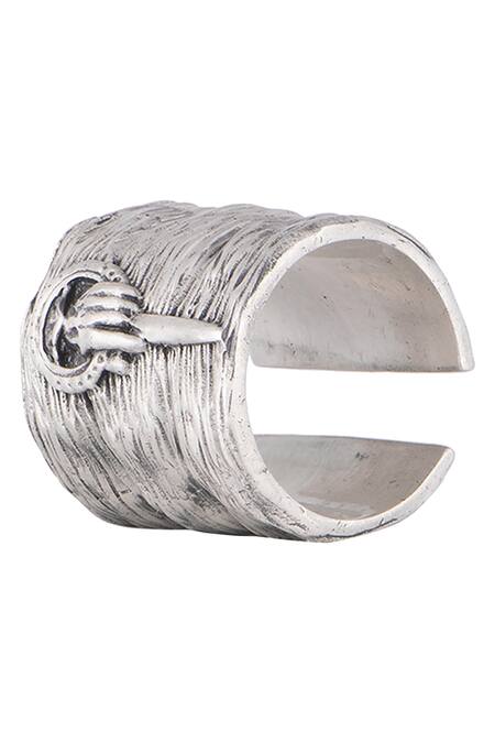 Masaba Silver Plated Metal Carved Ring