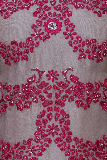 Abhi Singh Grey Cotton, Georgette, Shantoon Round Embroidered Kurta With Skirt at Aza Fashions Abhi Singh_Grey Cotton, Georgette, Shantoon Round Embroidered Kurta With Skirt _at_Aza_Fashions