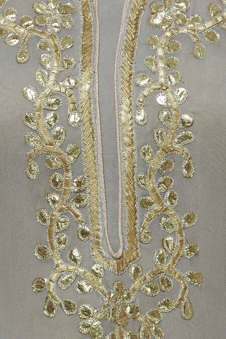 Abhi Singh Green Cotton, Georgette, Shantoon Round Embroidered Kurta Palazzo Set at Aza Fashions Abhi Singh_Green Cotton, Georgette, Shantoon Round Embroidered Kurta Palazzo Set _at_Aza_Fashions