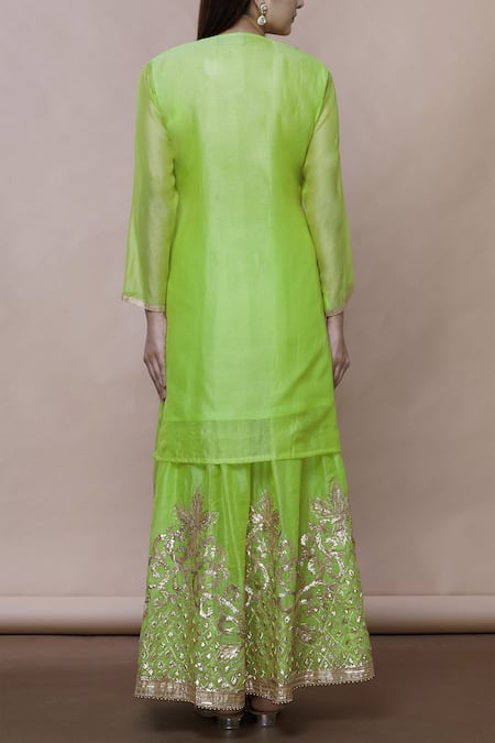 Abhi Singh Chanderi Embroidered Kurta Lehenga Set 