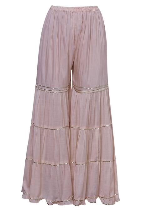 Shop_Abhi Singh_Peach Silk Round Kurta Sharara Set _Online_at_Aza_Fashions