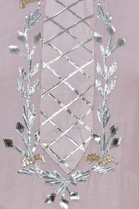 Abhi Singh_Peach Silk Round Kurta Sharara Set _at_Aza_Fashions