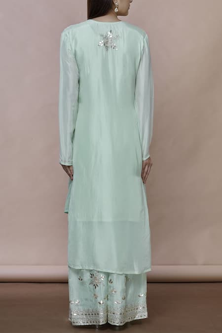 Abhi Singh Silk Embroidered Kurta Palazzo Set 