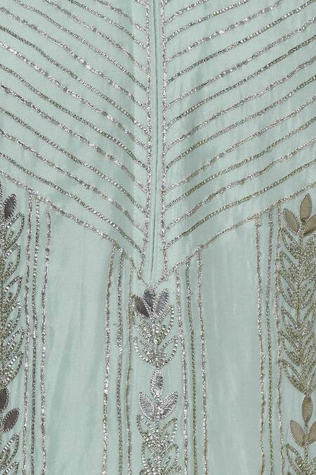Abhi Singh_Green Silk Round Embroidered Kurta Palazzo Set _at_Aza_Fashions