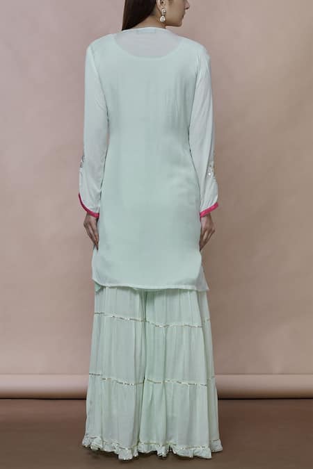 Abhi Singh Silk Embroidered Kurta Sharara Set 