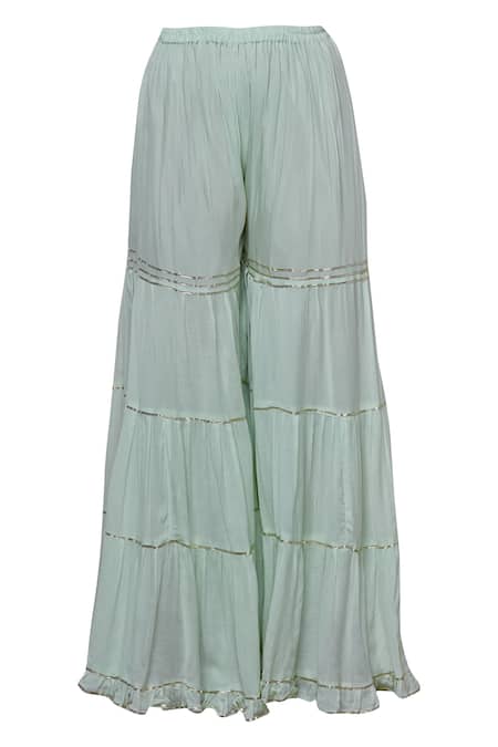 Shop_Abhi Singh_Green Silk Round Embroidered Kurta Sharara Set _Online_at_Aza_Fashions