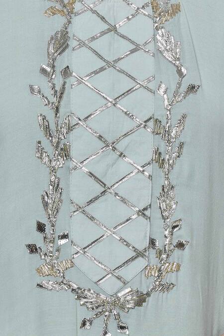 Abhi Singh_Green Silk Round Embroidered Kurta Sharara Set _at_Aza_Fashions