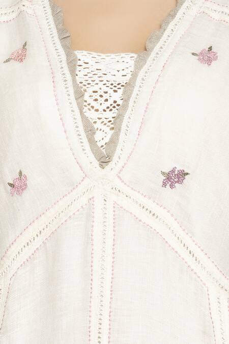 Kaveri Off White Net Embroidered Kurta Online at Aza Fashions Kaveri_Off White Net Embroidered Kurta_Online_at_Aza_Fashions